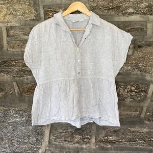 Linen collared short sleeve button down